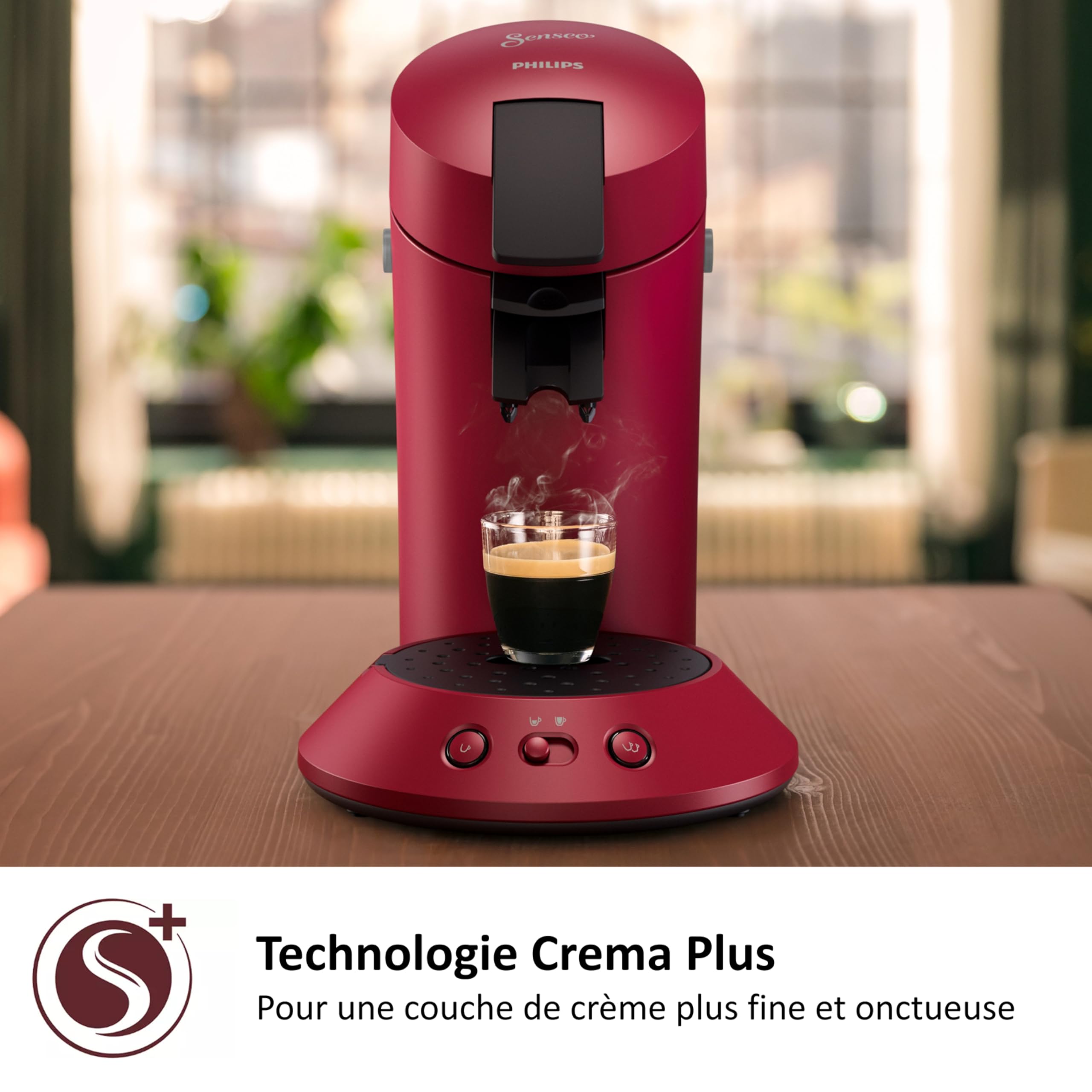 SENSEO Original Plus Machine à Café à Dosettes – 1 ou 2 Tasses, Rouge, CSA210/91 - vue 2