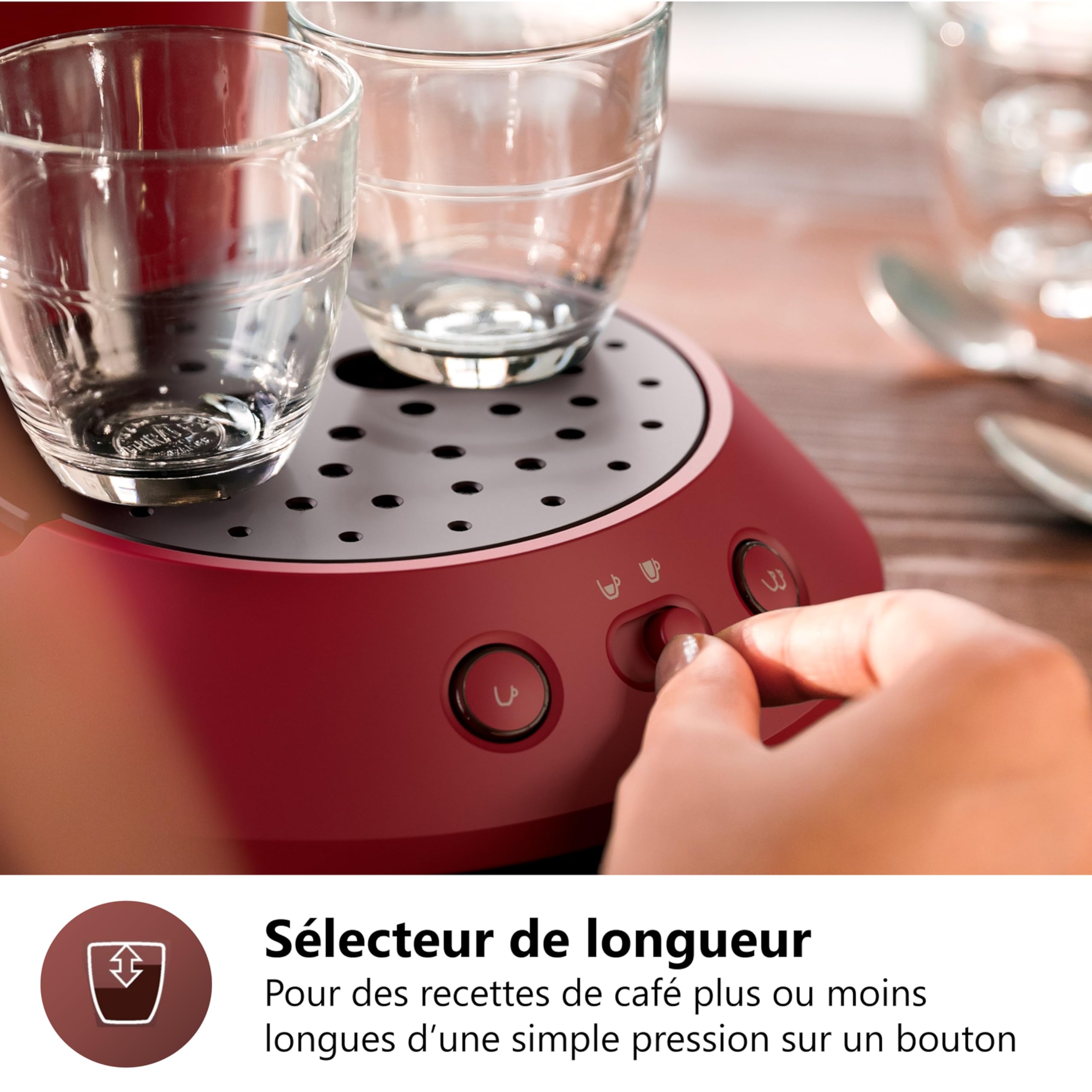 SENSEO Original Plus Machine à Café à Dosettes – 1 ou 2 Tasses, Rouge, CSA210/91 - vue 3
